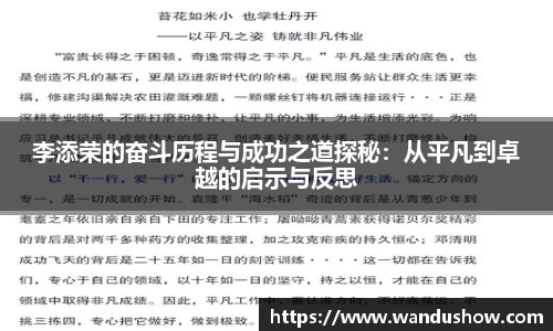 李添荣的奋斗历程与成功之道探秘：从平凡到卓越的启示与反思